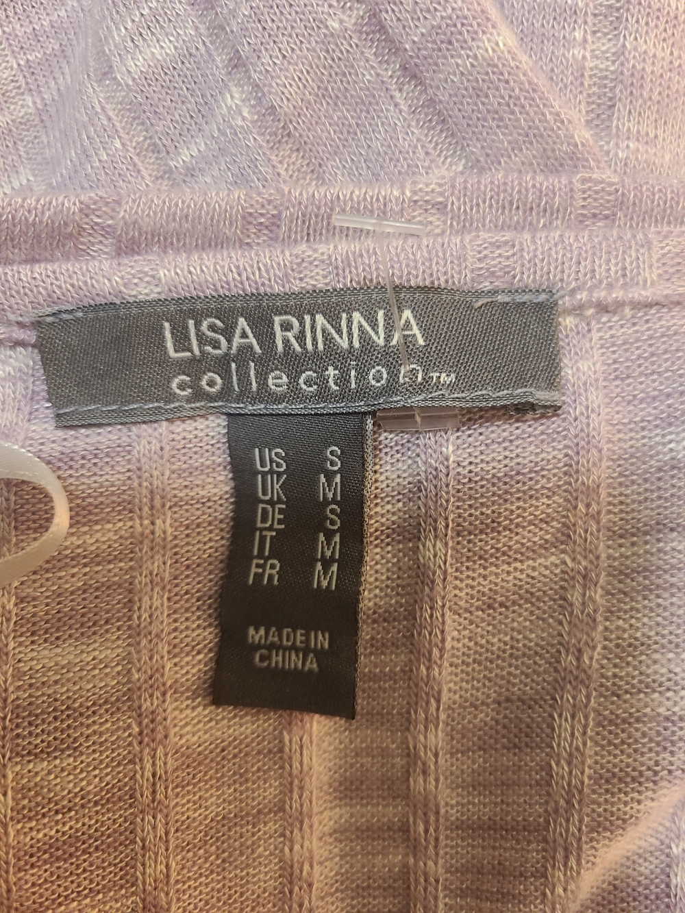 Lisa Rinna Collection Lavender Ribbed Long Open-Front Cardigan - Picture 2 of 7